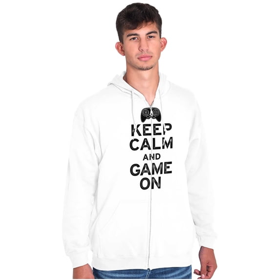 Vintage Keep Calm Video Game On Nerd Zip Up Hoodie Men's Women's Brisco Brands S