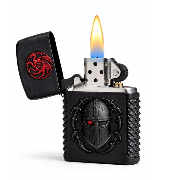 Vintage Kerosene Lighter Cool Windproof Reusable Petrol Trench Lighter Soft Flame for Collection Decorative Gift Present