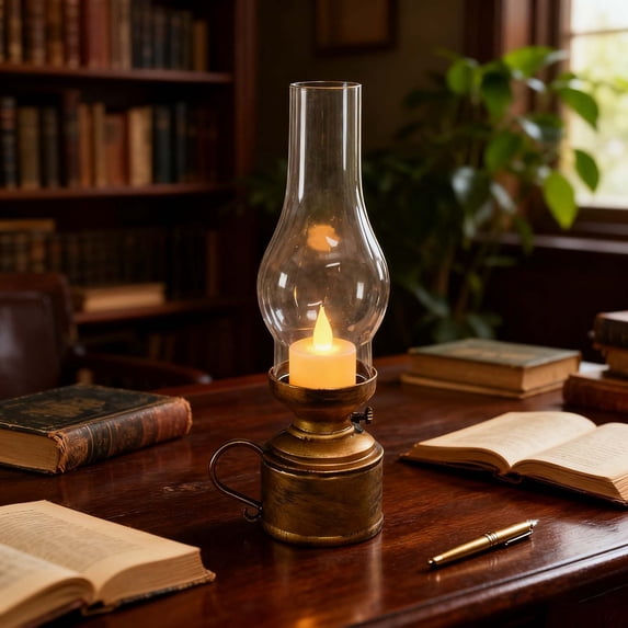 Vintage Kerosene Style Flameless Candle Night Light LED Table Lamp With Realistic Dancing Flame Swing Motion For Home Decor 9.6x3.7 Inches