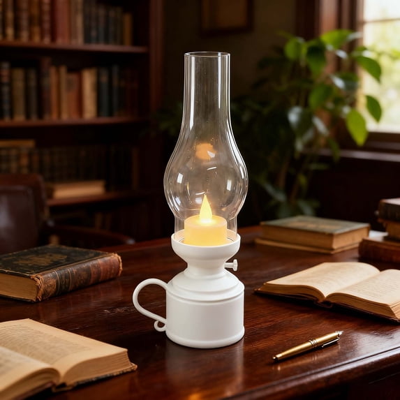 Vintage Kerosene Style Flameless Candle Night Light LED Table Lamp With Realistic Dancing Flame Swing Motion For Home Decor 9.6x3.7 Inches