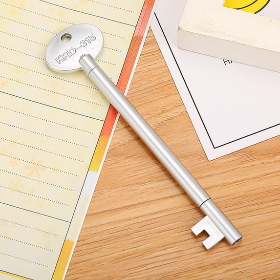 Vintage Key-Shaped Gel Pen - 0.5mm Fine Tip Retro Style Writing Pen - 6 Multi-Color Plastic Pens for Students, Office & Home Use - Cute Stationery Supplies
