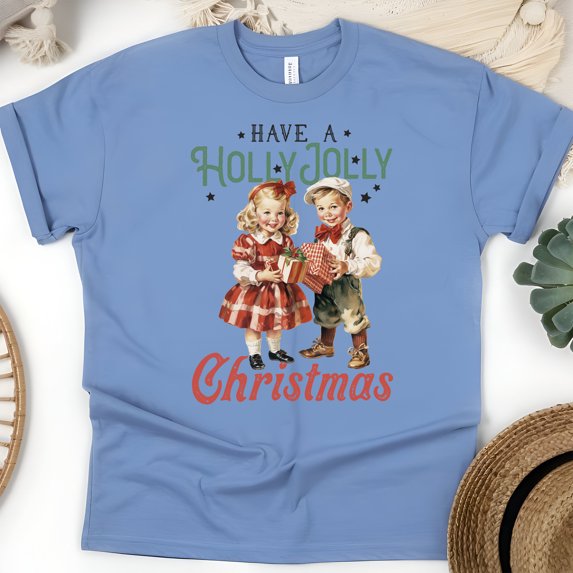 Vintage Kids Graphic T-Shirt | Retro Style Tee for Men Women Kids, CarolinaBlue, Size 2XL