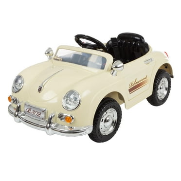 Vintage Kids Ride On Car 6V Battery with Remote, Lights and AUX by Lil' Rider, Cream