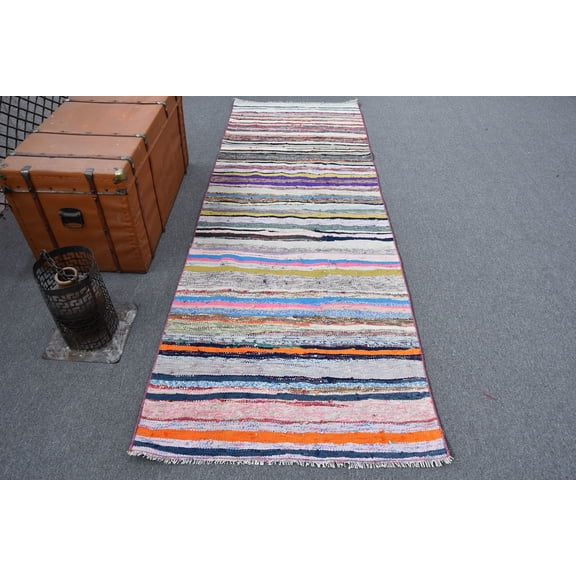 Vintage Kilim, Turkish Kilim, Runner Kilim, Home Decor Kilim, 37x109 inches Beige Kilim, Bohemian Kilim, Kitchen Kilim, 11608