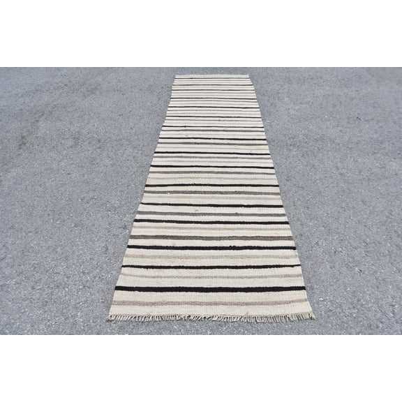 Vintage Kilim, Turkish Kilim, Runner Kilim, Oushak Kilim, 35x114 inches Beige Kilim, Organic Kilim, Kitchen Kilim, 9961