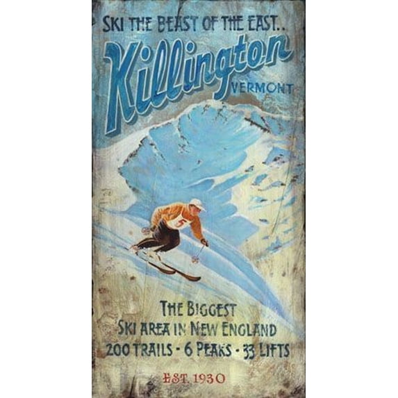 Vintage Killington Ski Slopes Wall DÃ©cor
