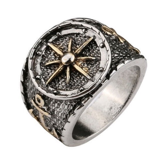 Vintage King Queen Crown Rings for Men Women, Silver Alloy Carving Stars Punk Wedding Band, Trendy Fashion Jewelry Gift