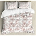 thumbnail image 1 of Vintage King Size Duvet Cover Set, Rustic Sprigs with Wild Peonies Nature Inspired Garden Pattern Vintage Look, Decorative 3 Piece Bedding Set with 2 Pillow Shams, Burgundy White, by Ambesonne, 1 of 3