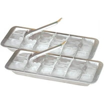 Vintage Kitchen Aluminum Metal Ice Cube Trays, Set of 2 – Each Tray Features 18 Slot Ice Cube Maker with Easy Release Handle