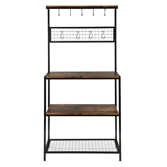 Vintage Kitchen Baker'S Rack, Can Help You Store Bowls, Wine And Spices, And Provide You With A Clean And Tidy Kitchen Matte Black