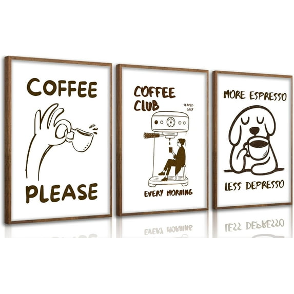 Vintage Kitchen Canvas Wall Art Club Coffee Cart Picture Wall Decor Funny Coffee Bar Poster Retro Black and White Espresso Painting Prints Artwork for Kitchen Dining Room Bar Home Decor, Unframed