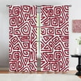 thumbnail image 1 of Vintage Kitchen Curtains, Hand Painted Boho Pattern Home Decor Blackout Curtains, Strikes Pattern in Red Colors Curved Spiral Lines, Window Drapes 2 Panel Set for Cafe Study Decor-W84xL84in, 1 of 6