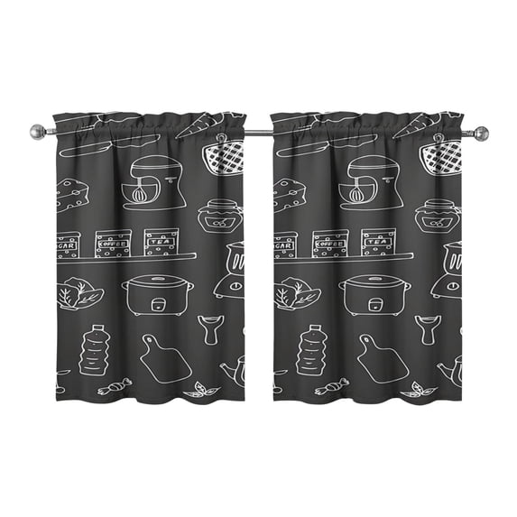Vintage Kitchen Food Cooking Chef Tier Cafe Curtains for Bathroom Living RV Rod Pocket Window Drapes 36 Inch 2 Panels Set 28"x36" 2 Panels Window Treatment Tiers