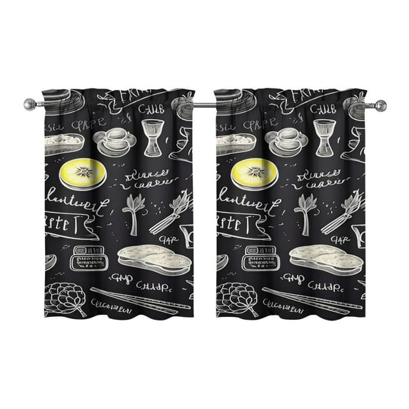 Vintage Kitchen Food Cooking Chef Tier Cafe Curtains for Bathroom Living RV Rod Pocket Window Drapes 36 Inch 2 Panels Set 28"x36" 2 Panels Window Treatment Tiers