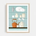 thumbnail image 1 of Vintage Kitchen Illustration - Digital Art Kitchen Decor Vintage Farmhouse Rustic Floral Pastel Oak Framed Wall Art Print 11 x 14 inches, 1 of 3