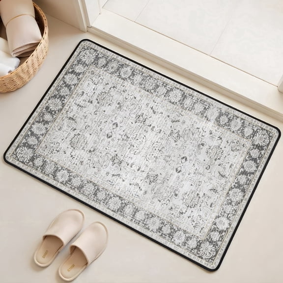 Vintage Kitchen Mat 31"x20" Non Slip Washable Rug, Farmhouse Distressed Low Profile Soft Plush Floor Mat for Kitchen Sink, Laundry Room & Home Office