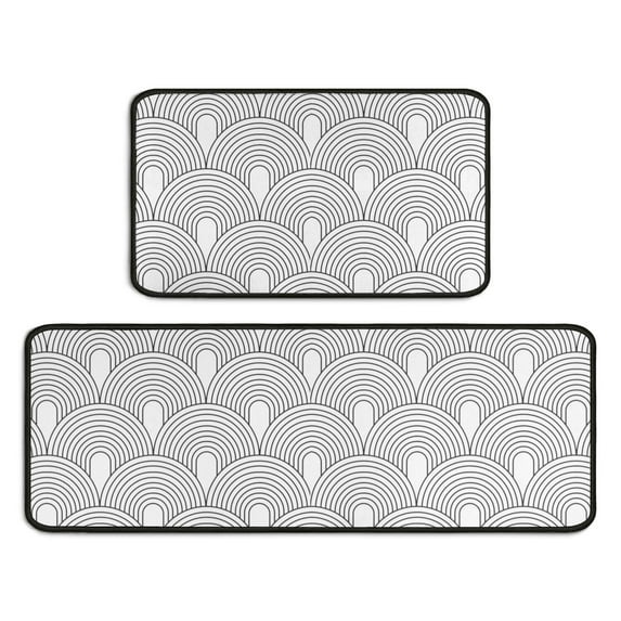 Vintage Kitchen Mat Doormat Set Of 2, Non-Slip Boho Floral Patterns Indoor/Outdoor Rug for Floor Front Door, Kitchen, Bathroom Decor,Modern Style 17" X 47" and 17" X 30"