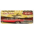 thumbnail image 1 of Vintage Kitchen Mat, Welcome to Texas Signboard Poster Cadillac Art Car Cowboys Town Rodeo Design, Plush Decorative Kitchen Mat with Non Slip Backing, 47" X 19", Multicolor, by Ambesonne, 1 of 1