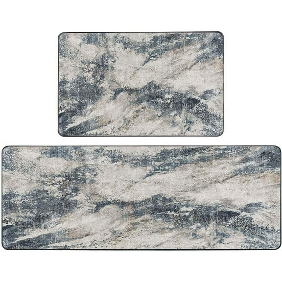 Vintage Kitchen Rug Non Slip Washable Kitchen mats for Floor 2PCS Washable Absorbent Runner Rugs for Kitchen Front of Sink Dining Room Home Office Laundry 17"X48"+17"X24"