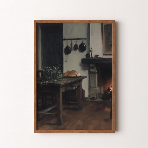 Vintage Kitchen Still Life Rustic Bread And Pots Wall Art, Eye Catching Kitchen And Dining Theme For Cafe, Kitchen And Dining Room Decor