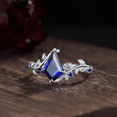 thumbnail image 1 of Vintage Kite Cut Blue Sapphire Leaf Ring in 925 Sterling Silver - September Birthstone - Anniversary Gift, 1 of 5