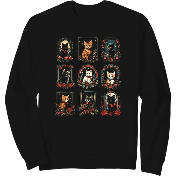 Vintage Kitten Christmas Cute Cats Unisex Sweatshirt ,Full Sizes S-5XL