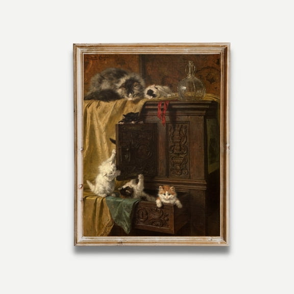 Vintage Kittens Antique Cat Print Poster, Farmhouse Decor, Size 16x24 UNFFRAMED F03.1.7l309