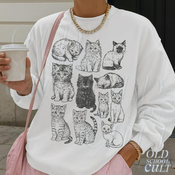 Vintage Kittens Graphic Sweatshirt | Retro Cat Lover Pullover