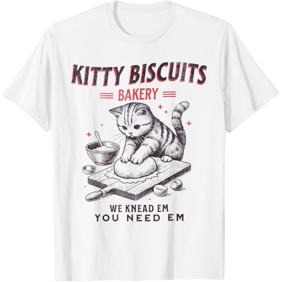 Vintage Kitty Biscuits We Knead Em You Need Em Cat Lover Baking T-Shirt T-Shirt - Perfect T-Shirt For Everyone