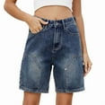 thumbnail image 1 of Vintage Knee Length Baggy Jorts with Pockets Cargo Shorts for Women High Waisted Y2k Streetwear Fashion Dark Blue XXL, 1 of 9