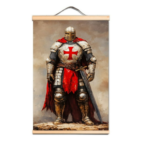 Vintage Knights Templar Poster As A Gift for Christian Warrior Fans - Crusader Knight Wall Art Medieval Decor Scroll Painting 6,Multicolor,19.7X27.6 inches