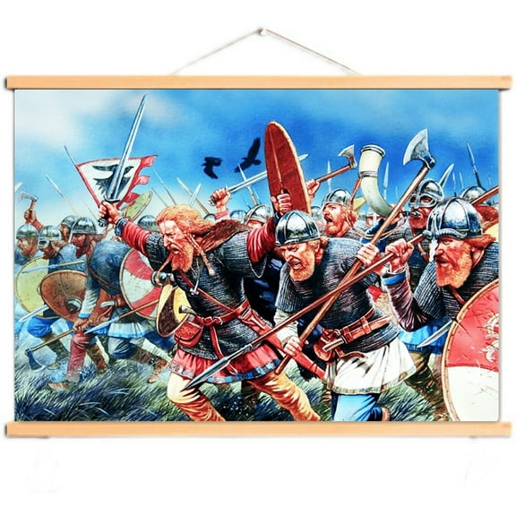 Vintage Knights Templar Wall Art Posters and Prints Room Home Wall Decoration Art Crusades Armor Warrior Wall Hanging Flag Scroll Painting with Solid Wood Axis 8,Multicolor,60X40 CM
