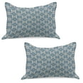 thumbnail image 1 of Vintage Knitted Quilt Pillowcover Set of 2, Mandala Style Floral Pattern Repeatingm, Standard Queen Pillow Sham Bedroom, 30" x 20", Reseda Green Pale Blue, by Ambesonne, 1 of 1