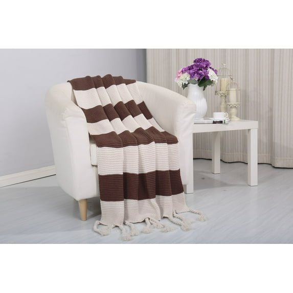Vintage Knitted Throw Blanket Sofa Coucha Cover Decor, 50x60, Chocolate
