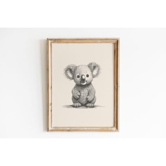 Vintage Koala Safari Nursery Home Wall Decoration, Unframed Canvas 12x16in