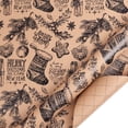 thumbnail image 1 of Vintage Kraft Christmas Wrapping Paper, 10 FT x 17 In Roll with Stars & Socks Designs, Heavy-Duty Recyclable Paper for Holiday Gift Wrapping, 1 of 7