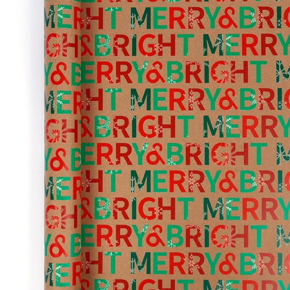 Vintage Kraft Christmas Wrapping Paper Roll, 80GSM Rustic Holiday Printed Xmas Gift Wrap, Brown Thick Kraft Xmas Wrapping Paper for Christmas Gift Packaging, 118"×17"