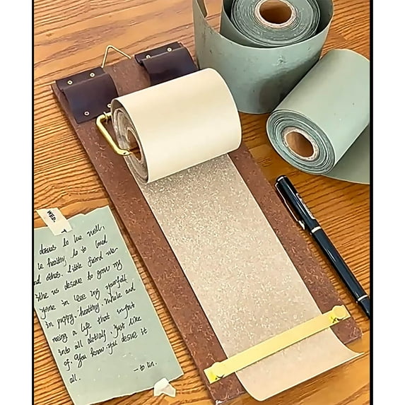 Vintage Kraft Clipboard Notebook with Paper Roll | Retro Note Board for Office & Home | Includes Clip & Paper Roll | Durable Materials | Classic Design for Notes & Reminders