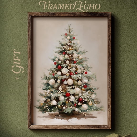 Vintage Kristmas Tree Print, Classic, Neutral Wall Art, Festive Home Decor, Print Warm Present Vintage UNFRAMED Poster Size 12x18