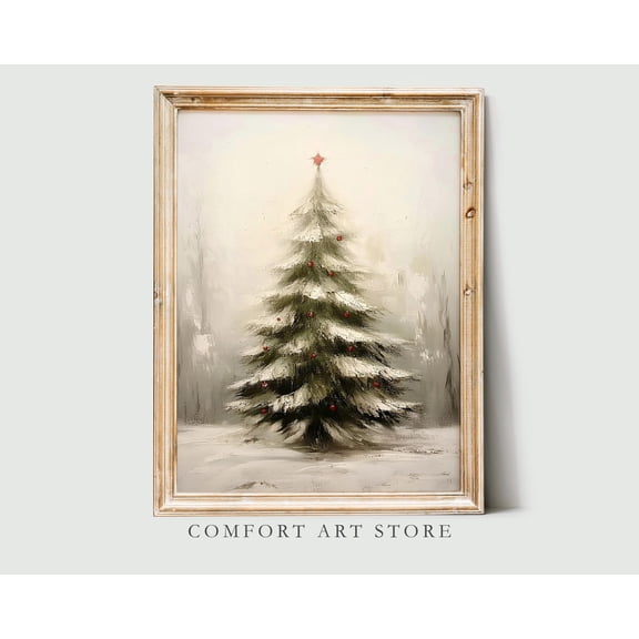 Vintage Kristmas Wall Art Pine Trees Landscape Winter Forest Decor Antique Kristmas Tree Print Winter Cottagecore Art Warm Present Vintage UNFRAMED Poster Size 8x12