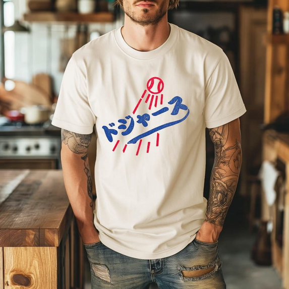 Vintage LA Baseball T-Shirt, Retro Japanese Logo Tee for LA Fans, Gift for Baseball Lovers, Holiday Game Day Shirt