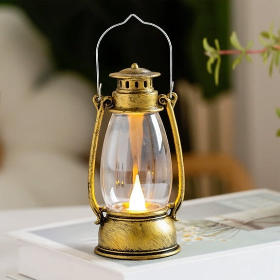 Vintage LED Candle Lamp with Flickering Flame, Portable Oil Lamp Night Light for Desktop Decor, Holiday Ornament, Home Healing Ambience, and Christmas Decoration