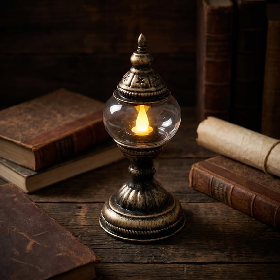 Vintage LED Candle Lantern, Battery Operated Flameless Decorative Table Lamp with Flickering Warm Radiance for Home, Wedding, and Holiday Ambiance