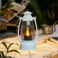 thumbnail image 1 of Vintage LED Candle Lantern with Flickering Flame Effect,Portable Battery Operated Tabletop or Hanging Light for Christmas Halloween Home Decor,Black/White,6x6x13cm, 1 of 6