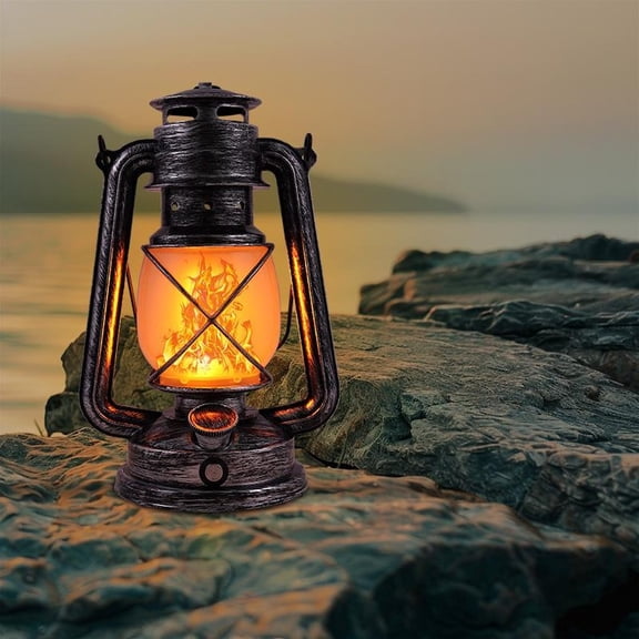 Vintage LED Flickering Flame Lantern, Rechargeable Retro Camping Lamp, Patio Decor Gift
