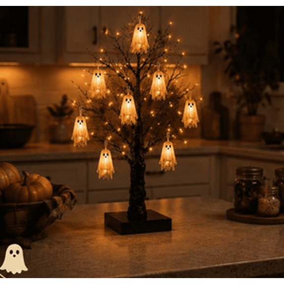 Vintage LED Halloween Ghost Tree, Halloween Lamp, Halloween Ghost Tree Haunted House Scene Layout Decoration Tree