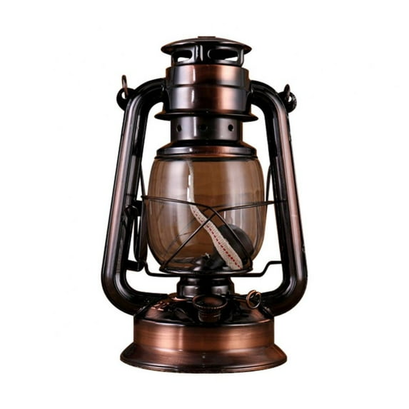Vintage LED Hurricane Lantern, Warm White Battery Operated Lantern, Antique Metal Hanging Lantern with Dimmer Switch for Indoor or Outdoor Usage