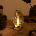 thumbnail image 1 of Vintage LED Lanterns Decorative Indoor, 2.2x3.5inch Electronic Flameless Candle Lamp, Built In Button Cell Battery Power Supply, Suitable for Home, Office, Party Decor(Gold), 1 of 6
