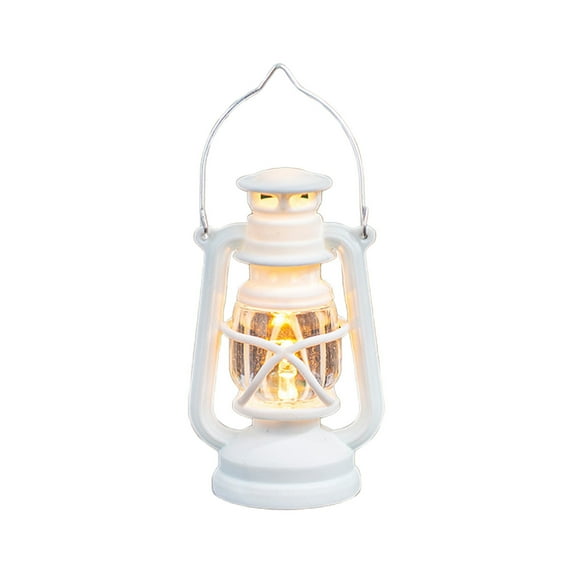 Vintage LED Lartern, Metal Decorative Hanging Lantern Warm LED, Electronic Candle Ambient Light, Christmas Small Oil Lamp, Mini Light Candle Nightlight, Holiday Ambient Decoration Lights (White)