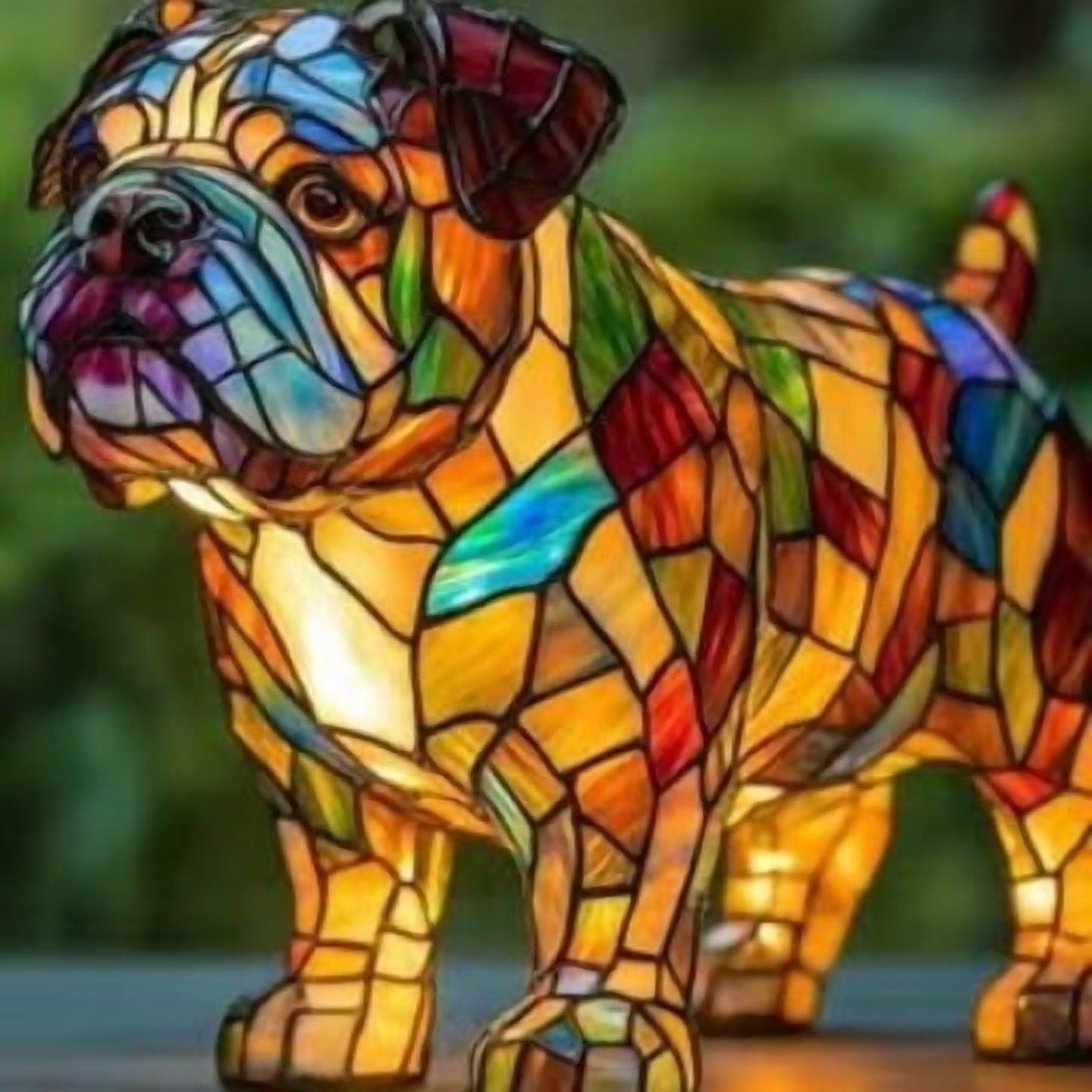 Vintage LED Resin Night Light with Stained Glass-Style Finish, Cute Animal Table Lamp, Resin Home Decor Statue for Bedroom, Artistic Home Decor & Gift for Animals Lovers